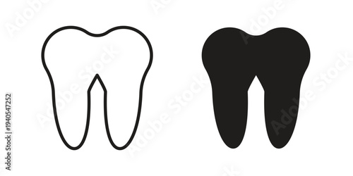Tooth icon in black line style set. logotype designs