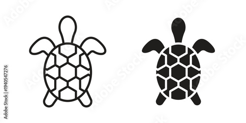 Tortoise icon in black line style set. logotype designs
