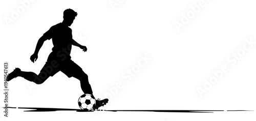 Vector silhouette illustration of a soccer player preparing to kick the ball