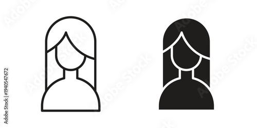 Woman icon in black line style set. logotype designs