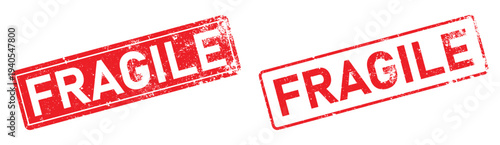 Vector fragile stamps set in red color
