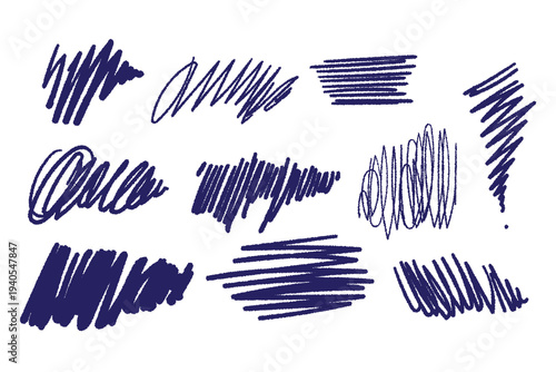 Set of hand drawn doodle pencil scribbles, curved lines and messy. Vector curly brush strokes, squiggles, tangle thin rough lines. charcoal freehand stripes and ink shapes sketch collection