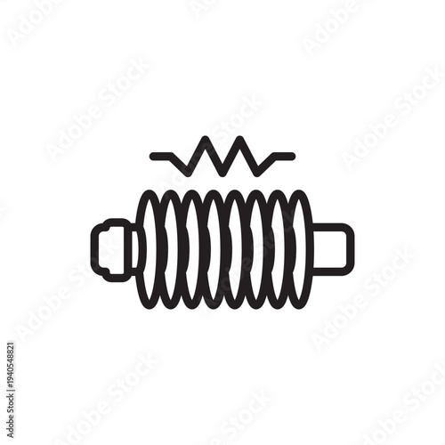 Fixed attenuator icon. A specialized electronic component design with a zig-zag resistance symbol. Ideal for electronic circuit schematics, RF signal attenuation diagrams, and technical projects.