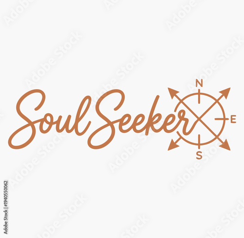 Wanderlust Compass Minimalist Travel Emblem Typography – Soul Seeker Journey Design