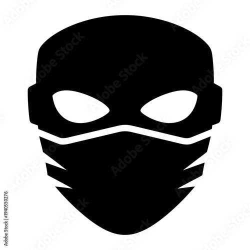 Black Silhouette Masked Face Icon for Stealth and Mystery Concepts