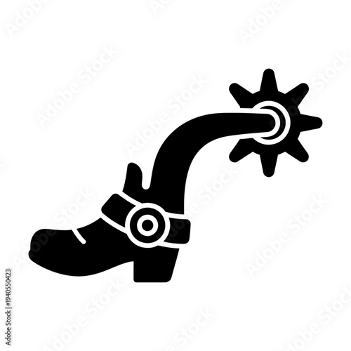 Western Cowboy Boot Spur Black Silhouette Icon