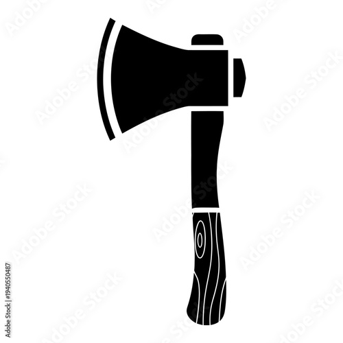 Black Axe Silhouette Icon with Wooden Handle Texture