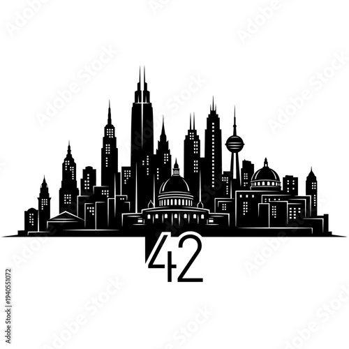 Modern city skyline with sleek skyscrapers and urban landscape