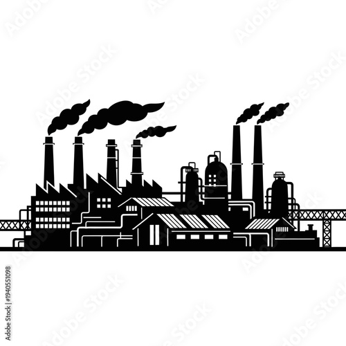 industrial factory with smoke