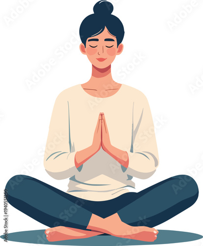 meditazione, relax yoga uomo o donna vettoriale 