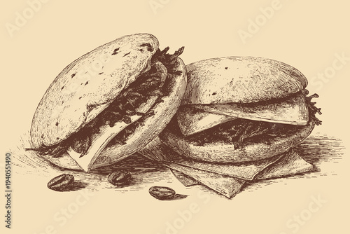 Venezuelan Arepa illustration in a vintage style. This vector illustration can be used in any size you like for advertising, logos, and other work.