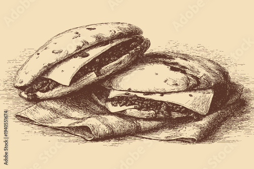 Venezuelan Arepa illustration in a vintage style. This vector illustration can be used in any size you like for advertising, logos, and other work.