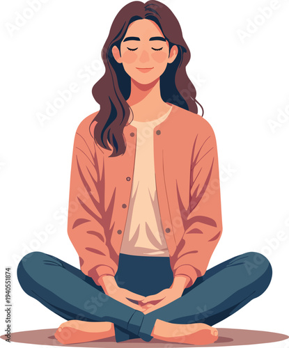 meditazione, relax yoga uomo o donna vettoriale 