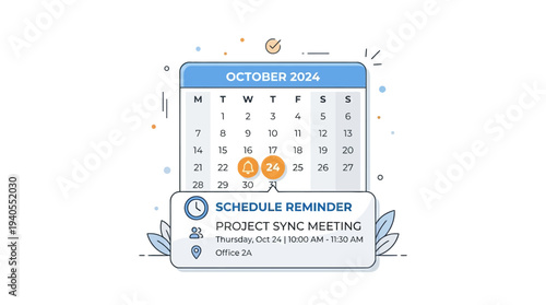 Calendar with Reminder for Project Meeting.