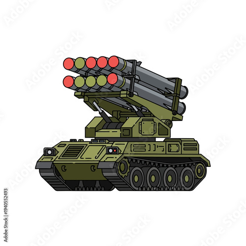 Military Rocket Launcher Vehicle, Armored Tracked Vehicle with Missile System