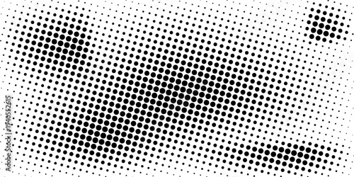 Set of halftone dots gradient pattern texture isolated on white background. Straight dotted spots using halftone circle dot raster texture. Vector blot half tone collection.
