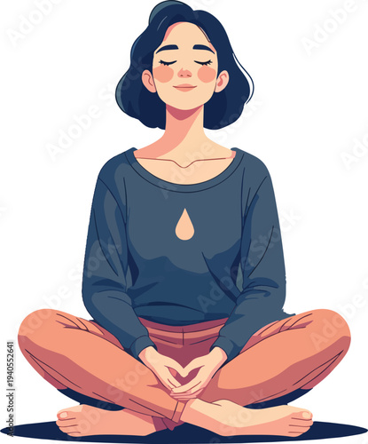 meditazione, relax yoga uomo o donna vettoriale 