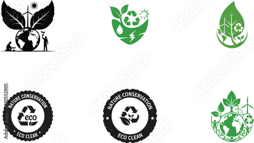 World environment day eco friendly logos and icons