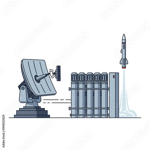 Missile Launch System with Radar and Rocket Ascending