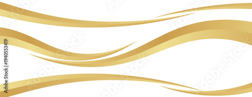 Set of gold swoosh,  waves element with a metallic gradient for a luxurious border or footer on a certificate, banner, or invitation