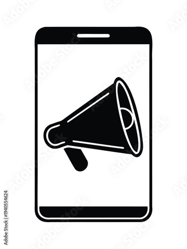 Cheer megaphone silhouette vector, cheerleader megaphone icon illustration