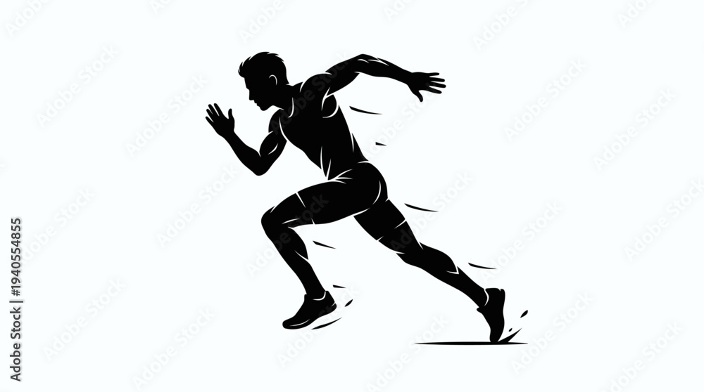 Obraz premium Silhouette of Runner in Full Sprint.