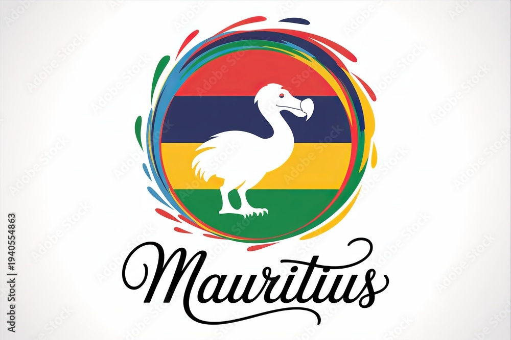Fototapeta premium Creative Mauritius flag paint splash with dodo bird artwork Resolution.