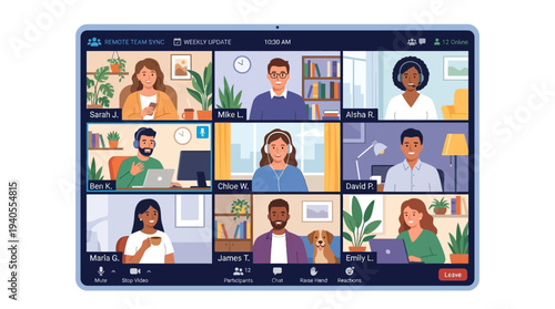 Diverse People in Video Conference Call.