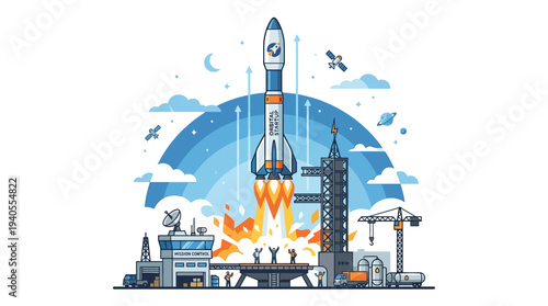 Rocket Launching into the Sky.