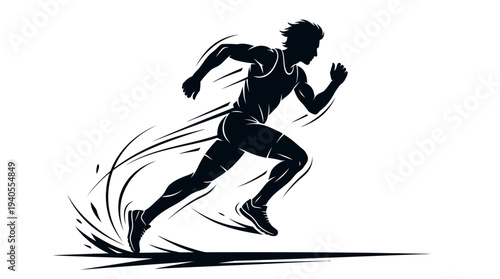 Silhouette of Running Man in Motion.