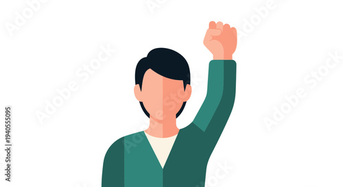 Man Raising Fist in Protest Isolated