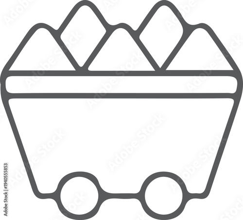 Mining cart icon with coal or ore load