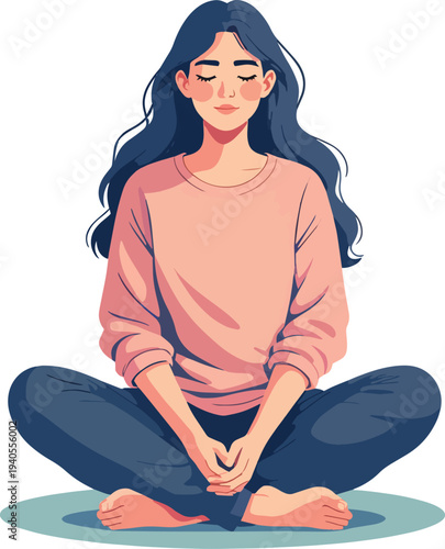 meditazione, relax yoga uomo o donna vettoriale 