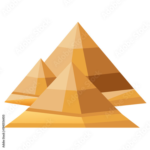 Golden pyramids illustration with geometric shapes