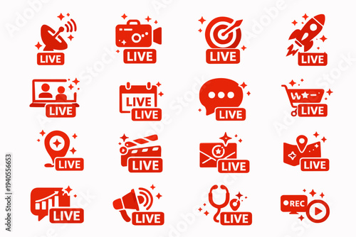 Simple Live Stream Icons Set