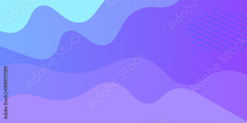 Banner background, blue and purple gradations, colorful, wavy effect stye, memphis
