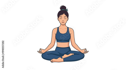 Woman Practicing Yoga Meditation Pose.