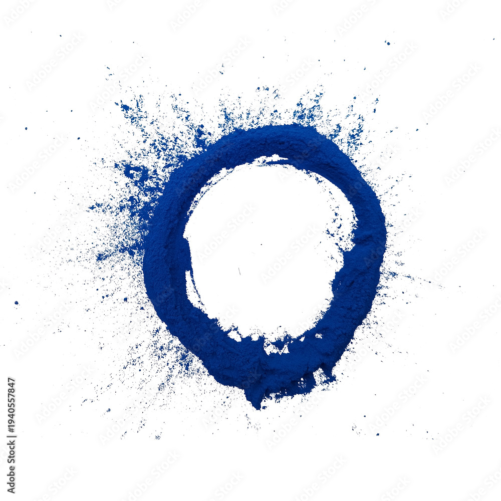 Obraz premium Blue paint circle brush stroke frame png with transparent background. Artistic ink splash ring element for logo frame badge and modern graphic design