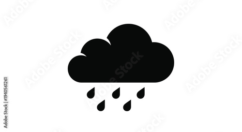 Dark cloud with raindrops falling a striking black silhouette