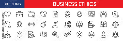 Business Ethics Thin Line Icon Set