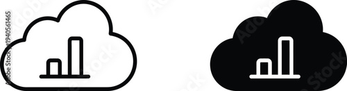 A simple graphic illustration of cloud computing icons on a white background