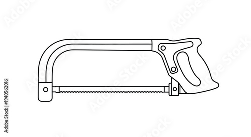 Simple line drawing of a hacksaw a carpentry tool silhouette