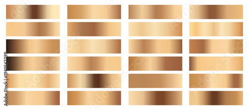 Bronze gradients set. Metallic gold gradients. Elegant bronze gradients isolated. bronze foil texture .bronzen colour swatches.Set of colors for design,collections