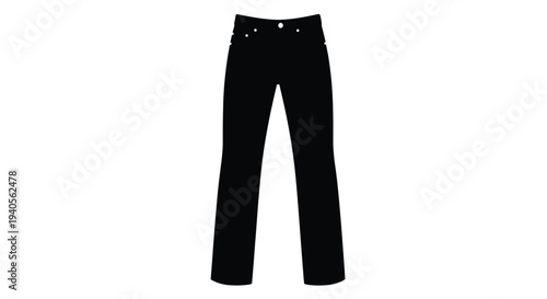 A black silhouette of a pair of denim jeans isolated on white background