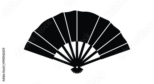 Elegant black folding fan design a striking visual silhouette