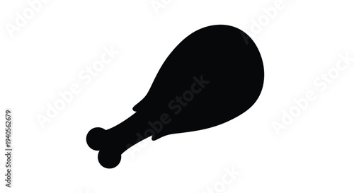 A simple black silhouette of a fried chicken drumstick silhouette