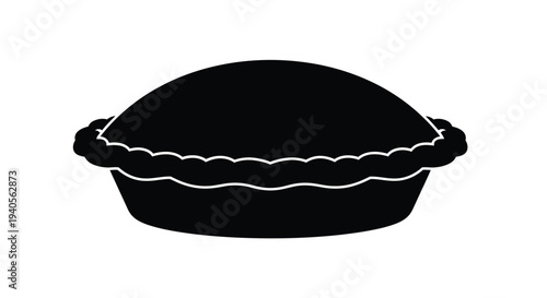 A black silhouette of a freshly baked pie with a decorative crust silhouette