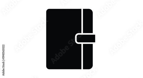 A black notebook with a strap closure simple design silhouette