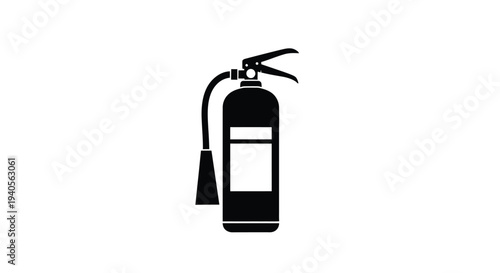 A black fire extinguisher depicted in a simple stark silhouette