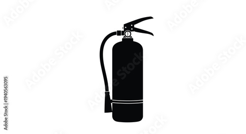 A black fire extinguisher depicted as a stark outline silhouette